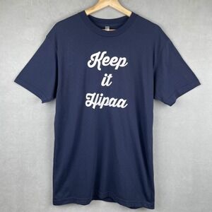 American Apparel Mens Navy Blue Keep it Hipaa Graphic T-Shirt Large USA Made